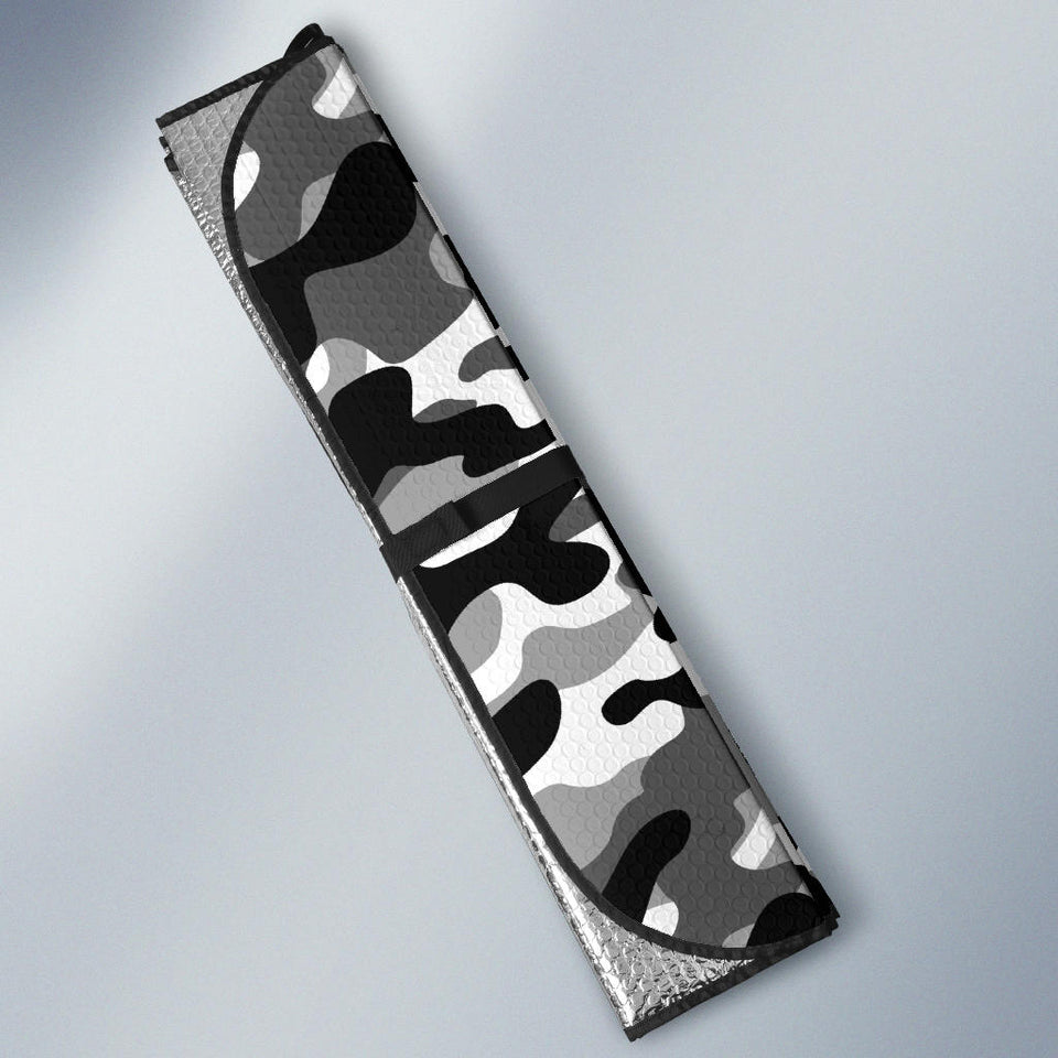 Black White Camo Camouflage Pattern Car Sun Shade
