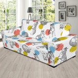 Siberian Husky And Colorful Circle Pattern Sofa Slipcover