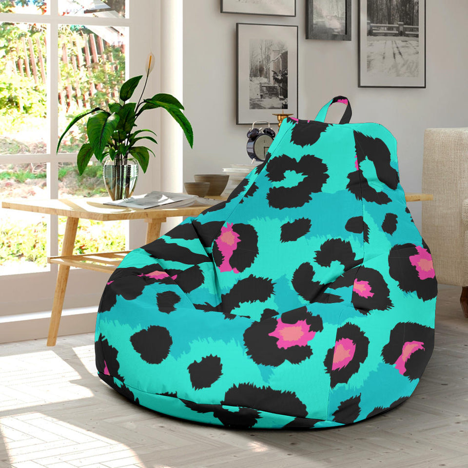 Green Leopard Skin Print Pattern Bean Bag Cover