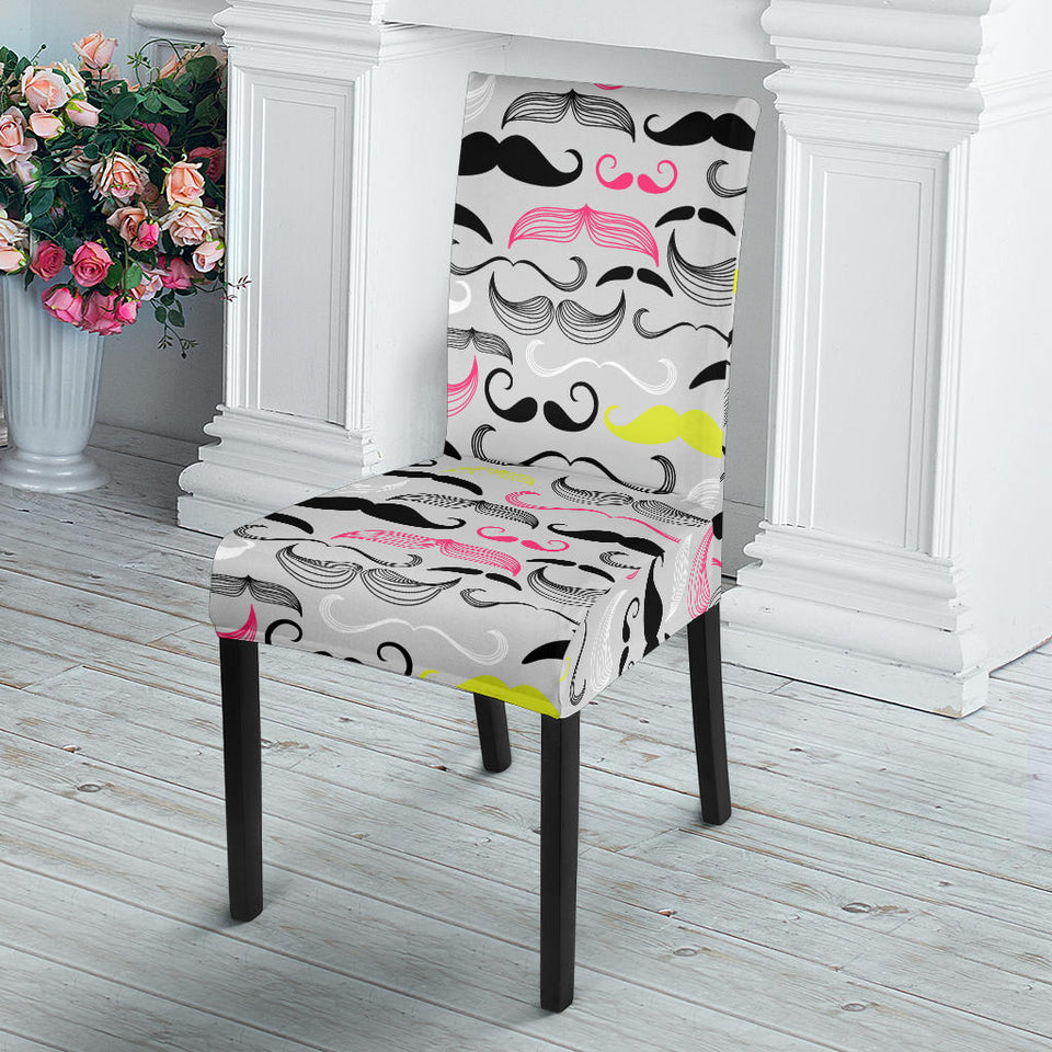 Mustache Beard Pattern Print Design 02 Dining Chair Slipcover