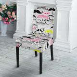 Mustache Beard Pattern Print Design 02 Dining Chair Slipcover