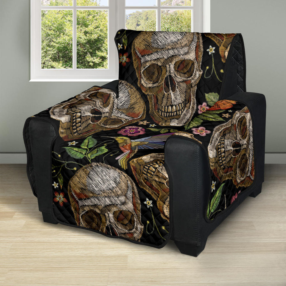 Skull rose humming bird flower pattern Recliner Cover Protector