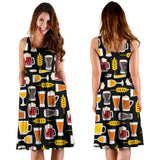 Beer Type Pattern Sleeveless Midi Dress