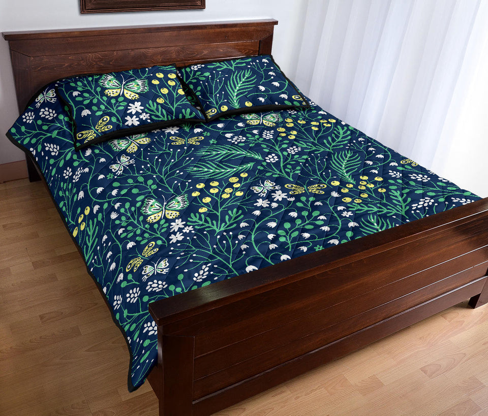 butterfly leaves pattern Quilt Bed Set