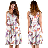 Giraffe Pattern Print Design 02 Sleeveless Midi Dress