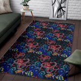 Octopus Sea Wave Tropical Fishe Pattern Area Rug