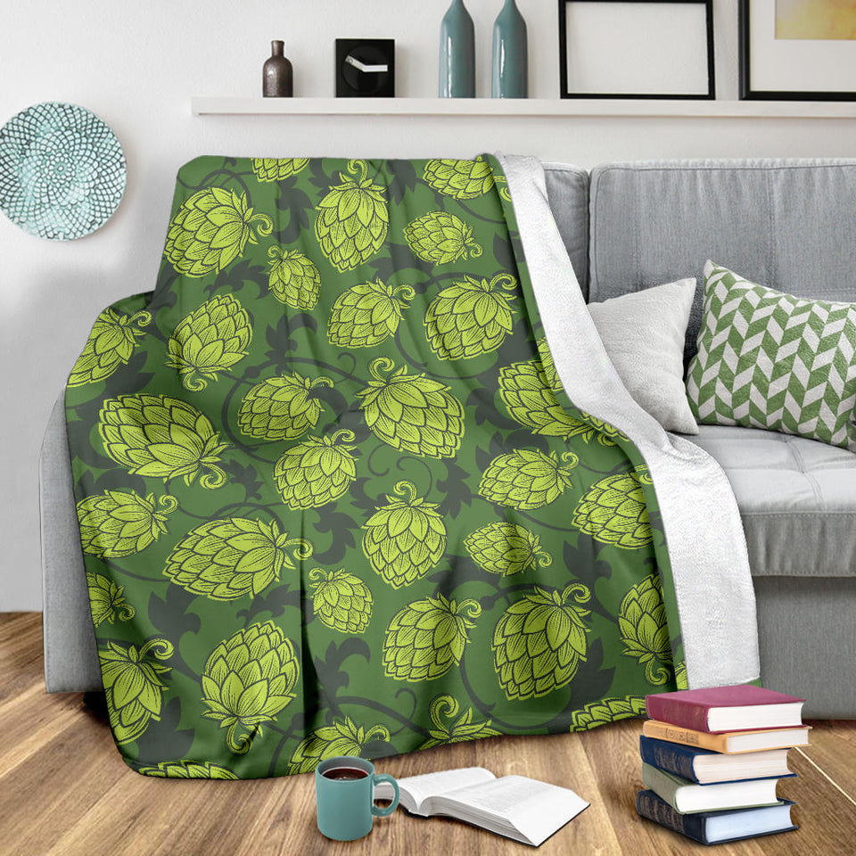 Hop Pattern Hop Cone Background Premium Blanket