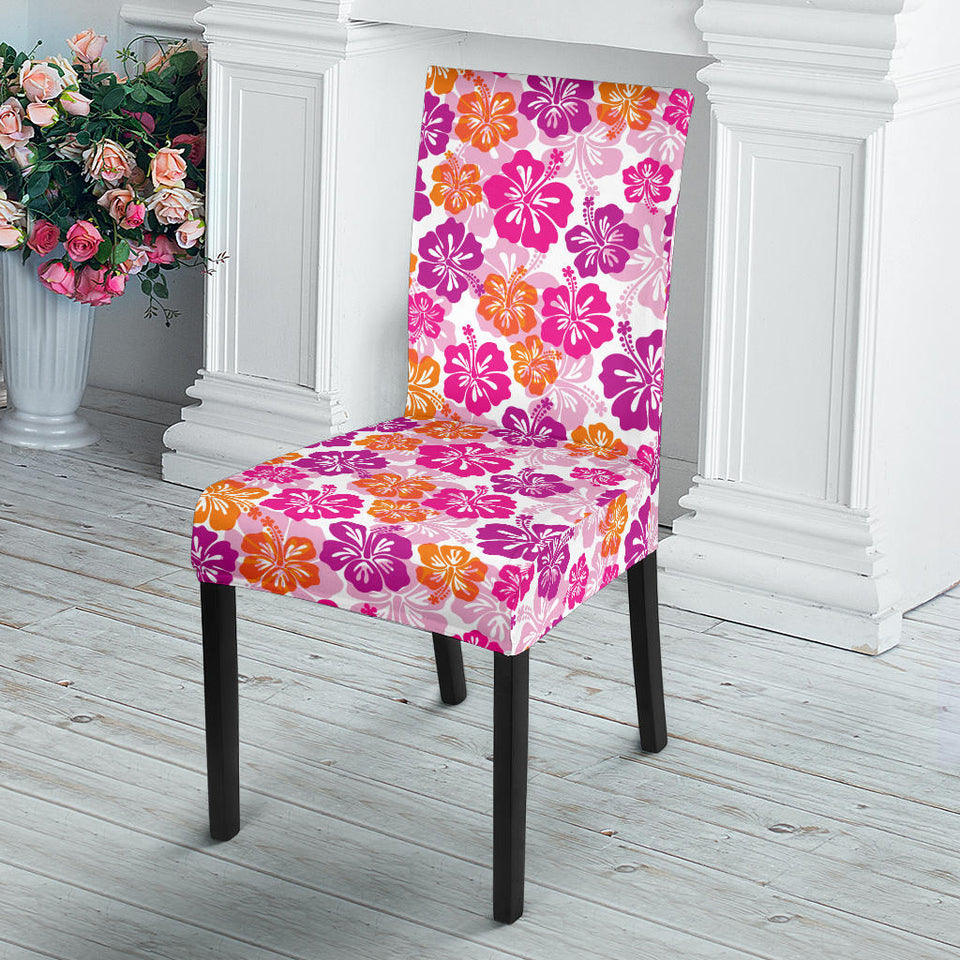 Hibiscus Pattern Print Design 01 Dining Chair Slipcover