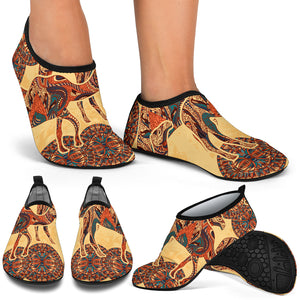 Camel Polynesian Tribal Design Pattern Aqua Shoes