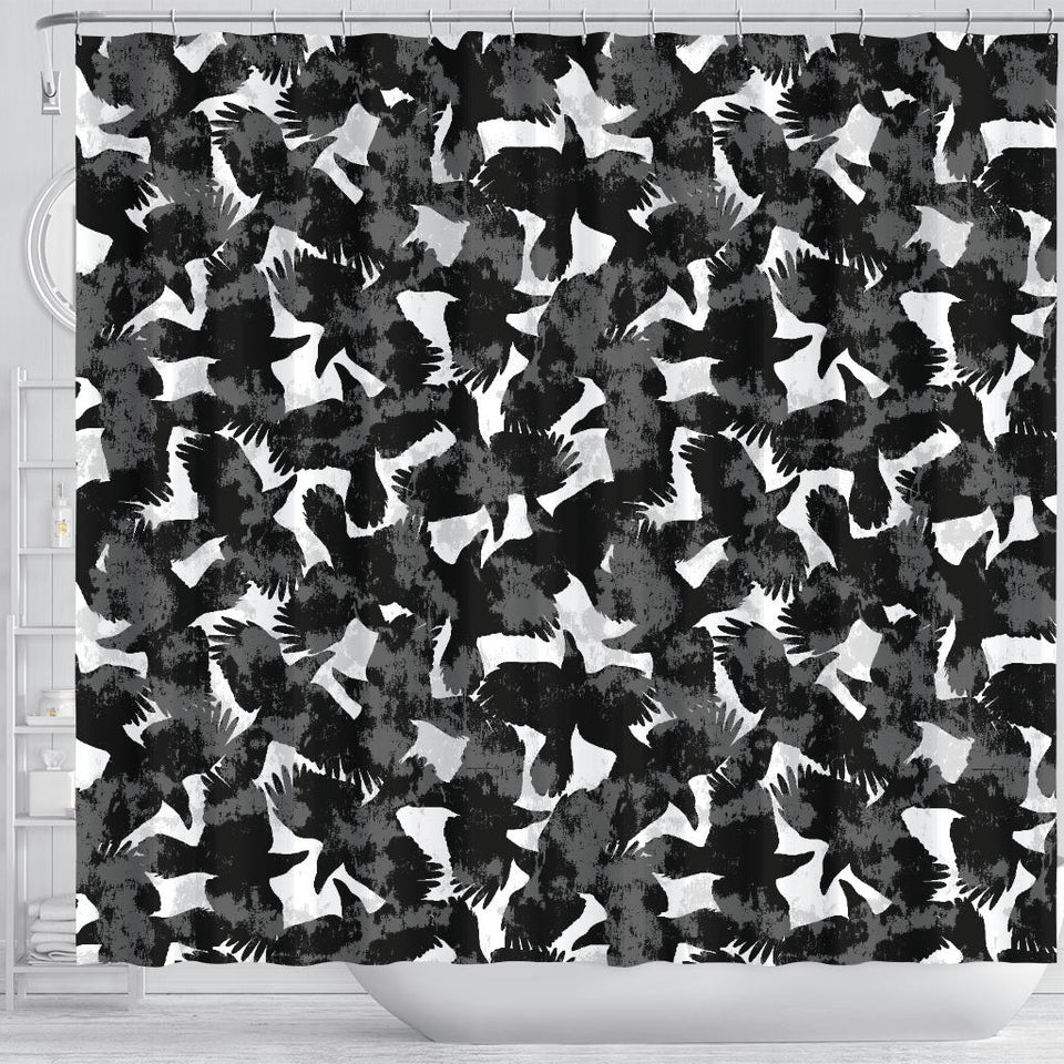 Crow Illustration Pattern Shower Curtain Fulfilled In US