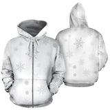 Snowflake Pattern White Background Zip Up Hoodie