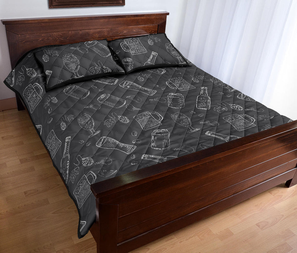 Beer hand drawn pattern Quilt Bed Set