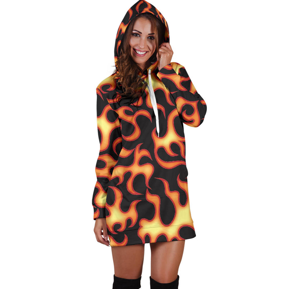 Fire Flame Dark Pattern Women'S Hoodie Dress
