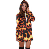 Fire Flame Dark Pattern Women'S Hoodie Dress