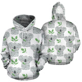 Hand Drawn Koala Leaves Pattern Men Women Pullover Hoodie
