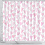 Watercolor Pink Heart Pattern Shower Curtain Fulfilled In US