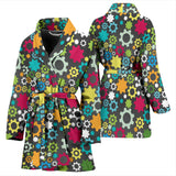 Gear Pattern Print Design 03 Women's Bathrobe
