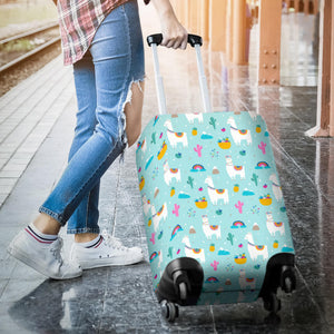 Llama Alpaca Cactus Leaves Pattern Luggage Covers