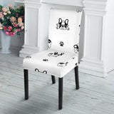 Cute French Bulldog Paw Pattern Dining Chair Slipcover