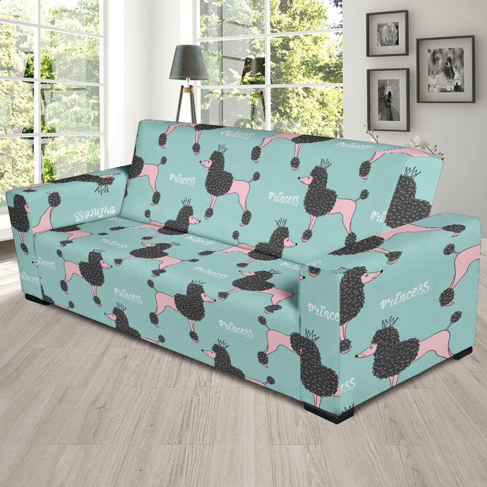 Poodle Dog Green Background Sofa Slipcover