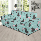 Poodle Dog Green Background Sofa Slipcover