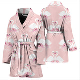 White Swan And Flower Love Pattern Women'S Bathrobe