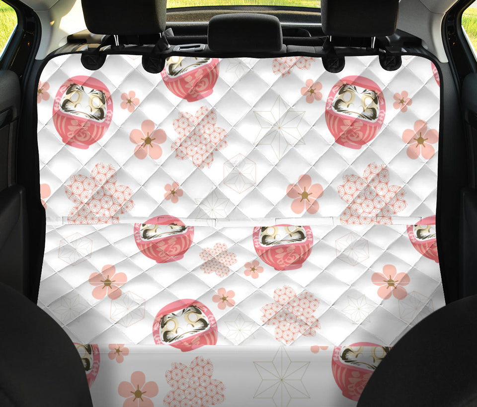 Daruma Japanese Wooden Doll Cherry Blossom Flower Pattern Dog Car Seat Covers