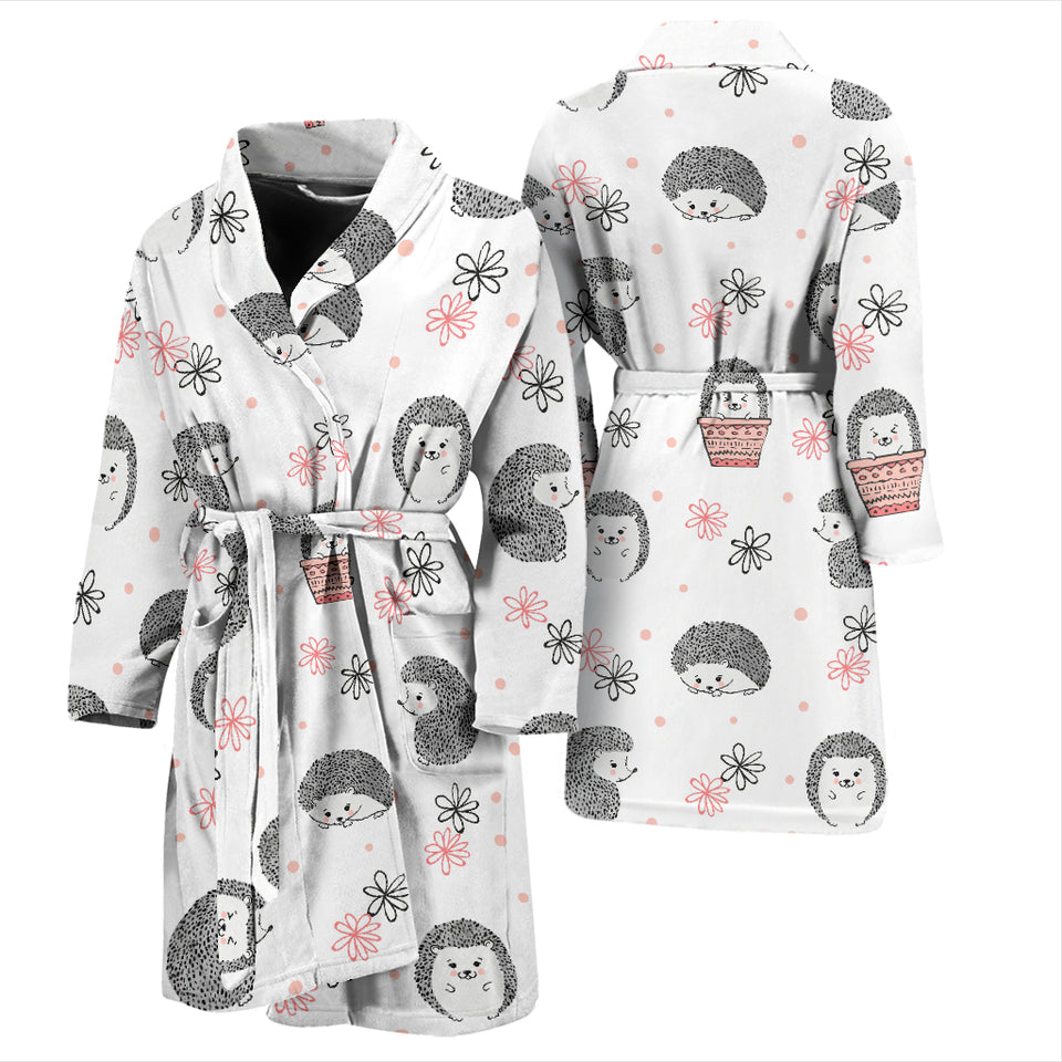 Hedgehog Pattern Print Design 02 Men's Bathrobe