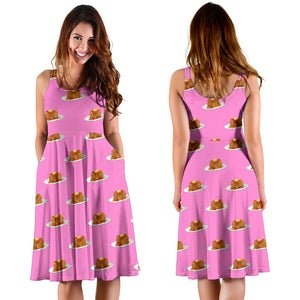 Pancake Pattern Print Design 04 Sleeveless Midi Dress