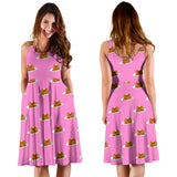Pancake Pattern Print Design 04 Sleeveless Midi Dress