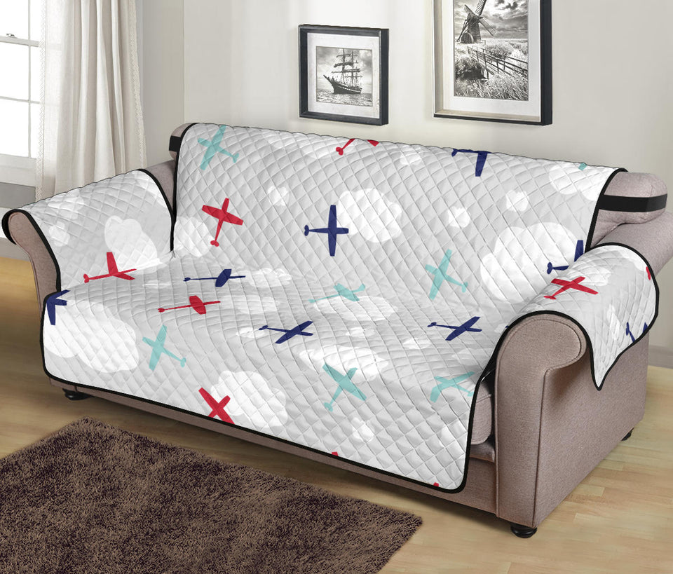 Airplane cloud grey background Sofa Cover Protector