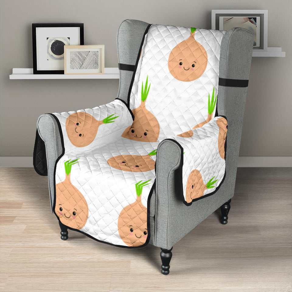 cute onions smiling faces Chair Cover Protector