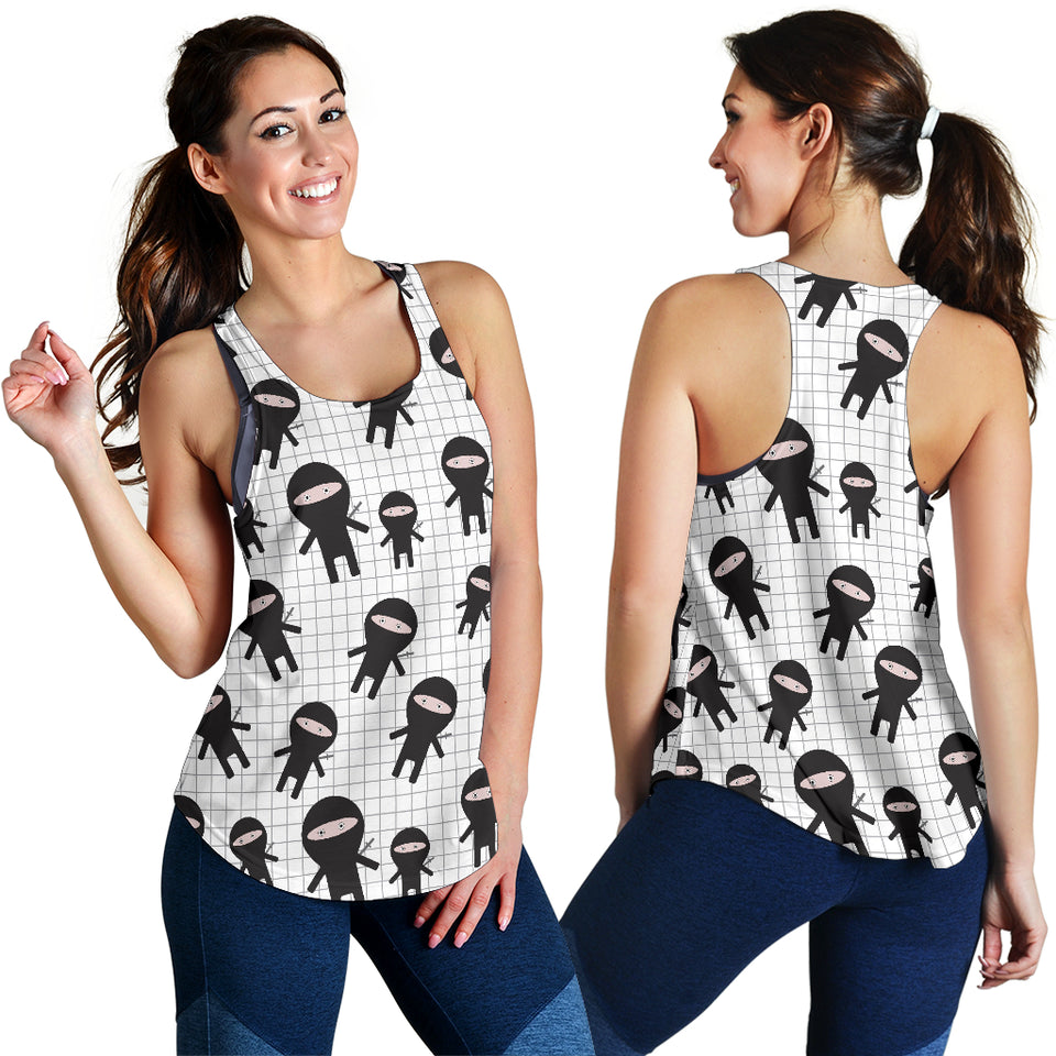 Ninja pattern plaid background Women Racerback Tank Top