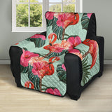 Beautiful flamingo tropical palm leaves hibiscus pateern background Recliner Cover Protector