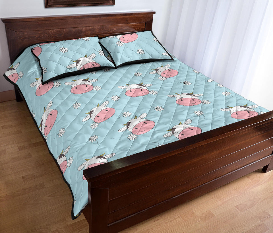 Cute cow flower pattern Quilt Bed Set