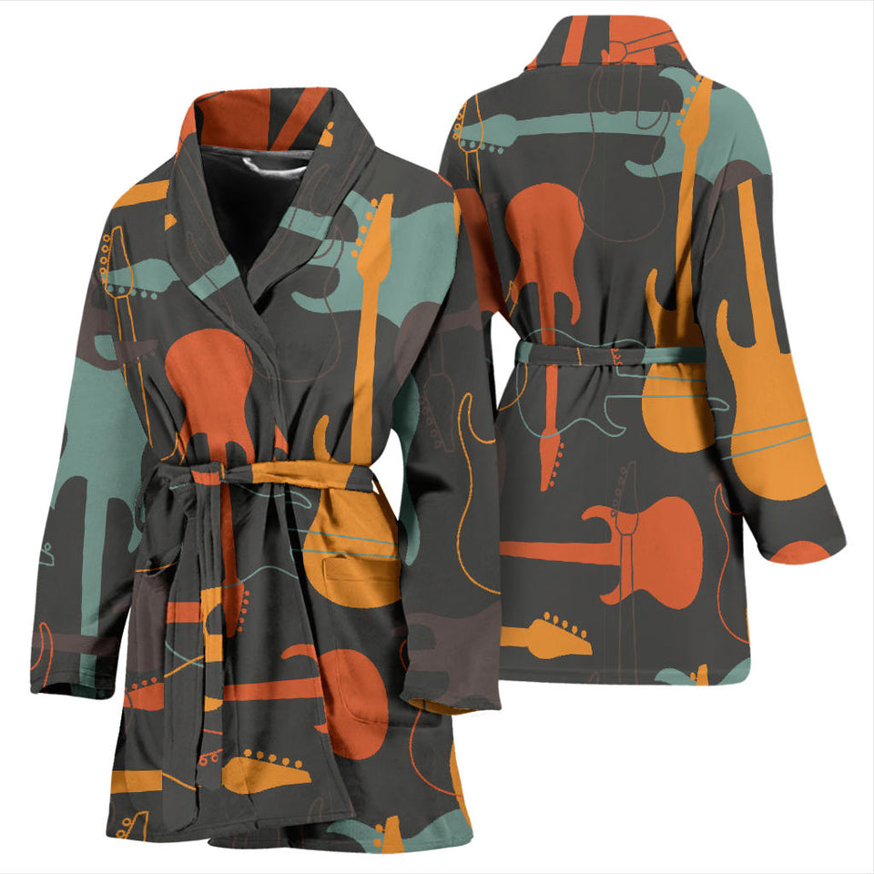 Electric Guitars Pattern Women'S Bathrobe