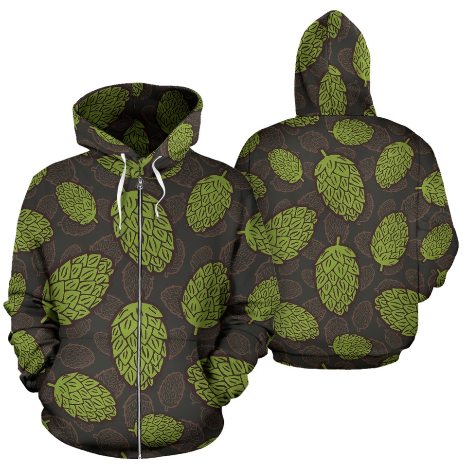 Hop Pattern Black Background Zip Up Hoodie