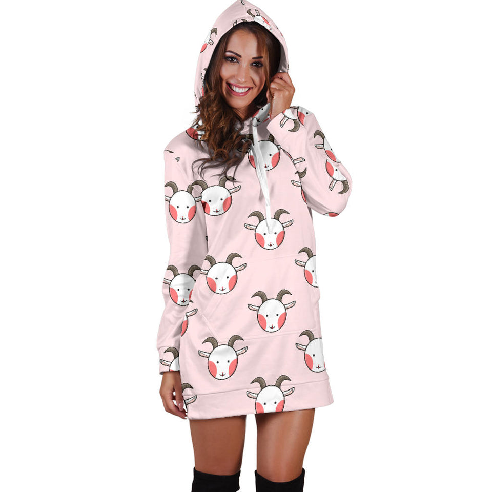 Cute Goat Pattern Women'S Hoodie Dress