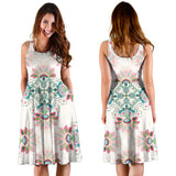 Square Floral Indian Flower Pattern Sleeveless Midi Dress