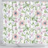 Beautiful Pink Lotus Waterlily Leaves Pattern Shower Curtain Fulfilled In US