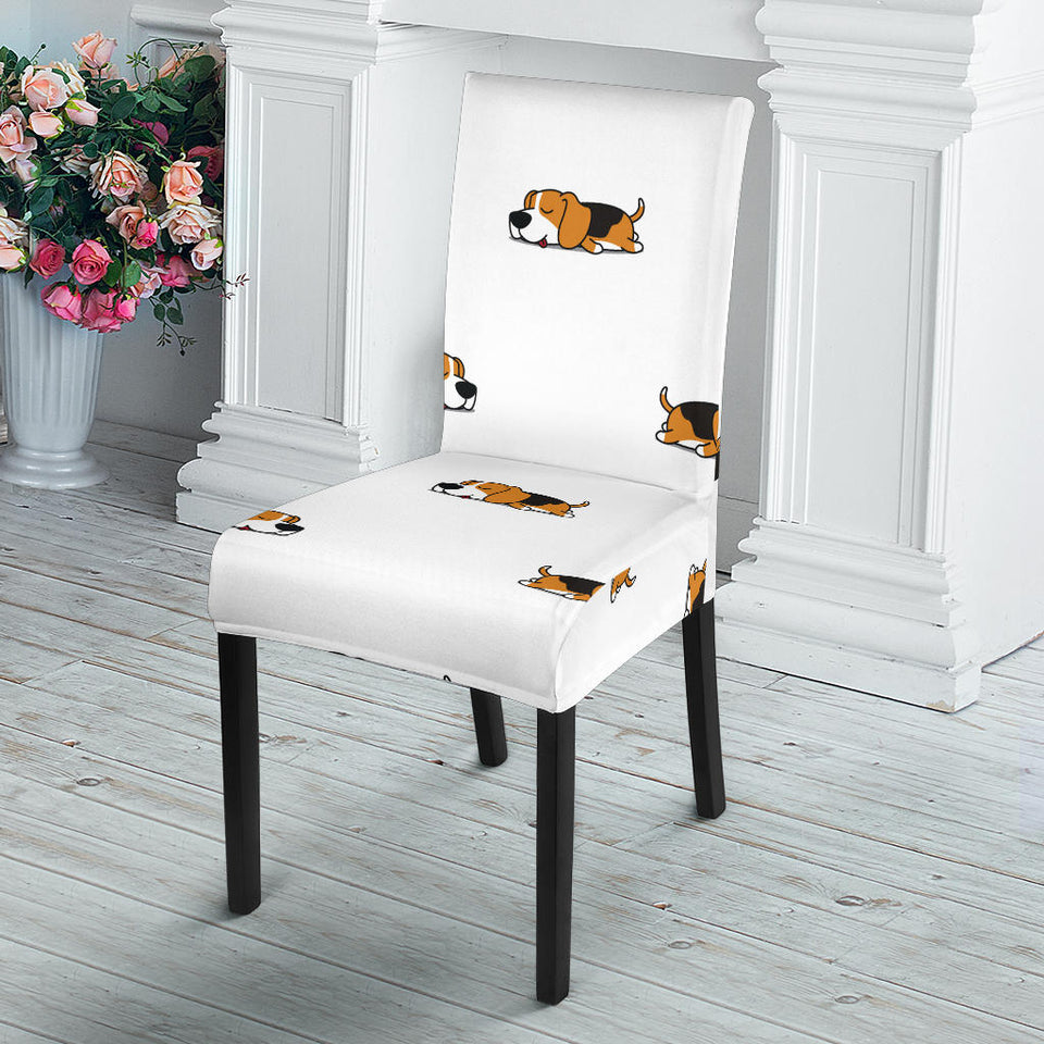 Cute Beagle Dog Sleeping Pattern Dining Chair Slipcover