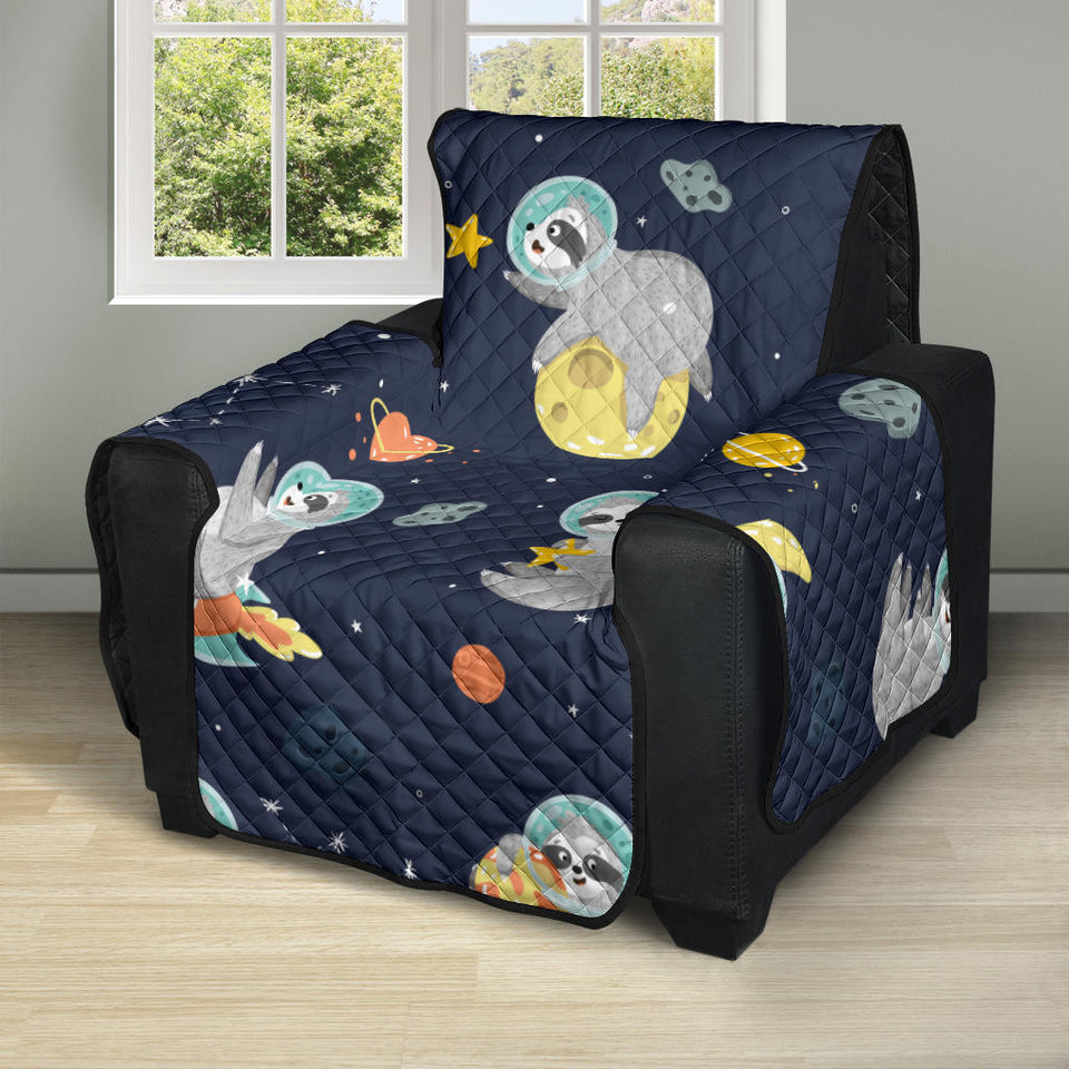 Cute sloth astronaut star planet rocket pattern Recliner Cover Protector