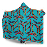 Boomerang Australian Aboriginal Ornament Blue Background Hooded Blanket