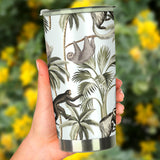 Monkey Sloth Lemur Palm Trees Pattern Tumbler