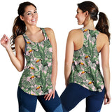 Toucan tropical green jungle palm pattern Women Racerback Tank Top