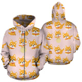 Cute Shiba Inu Dog Pattern  Zip Up Hoodie