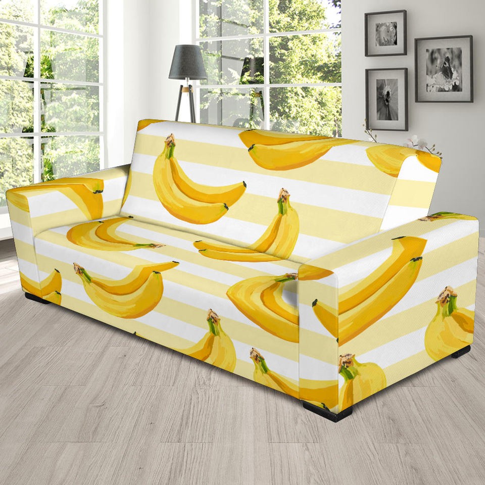 Banana Pattern Blackground Sofa Slipcover
