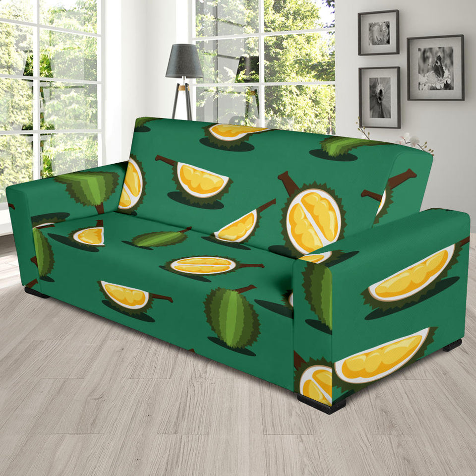 Durian Pattern Green Background Sofa Slipcover
