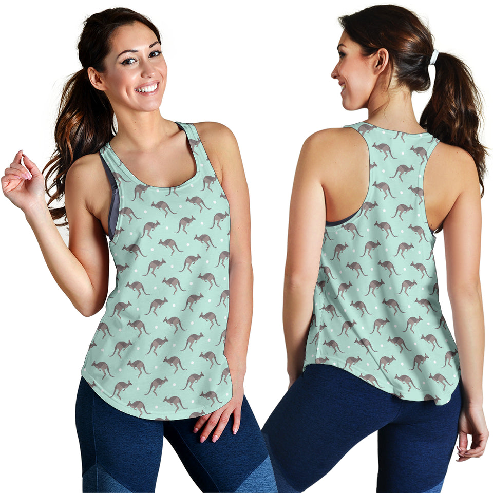 Kangaroo pattern background Women Racerback Tank Top