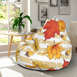 Maple Leaf Oak Leaf Acorns Beige Striped Background Bean Bag Cover
